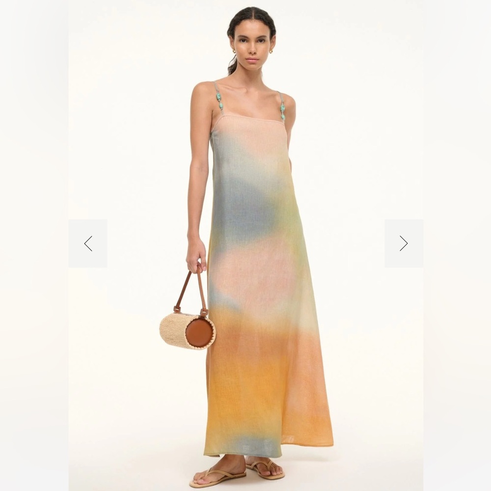 Staud Laura Linen Dress in Pastel Clouds, Size Large, NWT 🤍